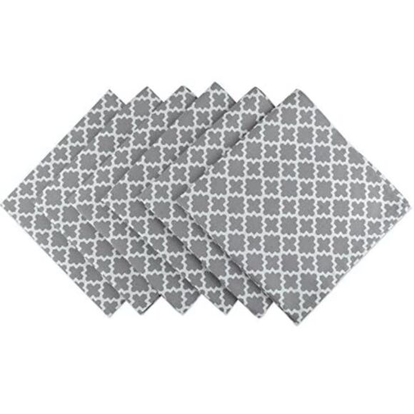 Grey Lattice Print Cloth Napkins - Picture 6 of 7